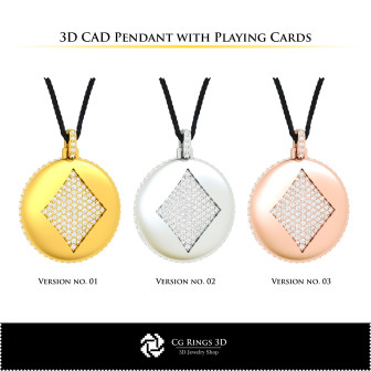 3D CAD Pendant with Playing Cards Home, Bijoux 3D CAO, Pendentifs 3D CAO, Pendentifs Diamant 3D, Pendentifs Boule 3D