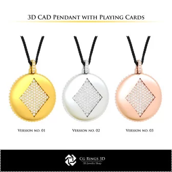 3D CAD Pendant with Playing Cards Home, Jewelry 3D CAD, Pendants 3D CAD , 3D Diamond Pendants, 3D Ball Pendants