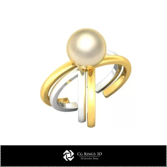 Jewelry-Pearl Ring 3D CAD Jewelry 3D CAD, Rings 3D CAD , Fashion Rings 3D, Crossover Rings 3D, Pearl Rings 3D