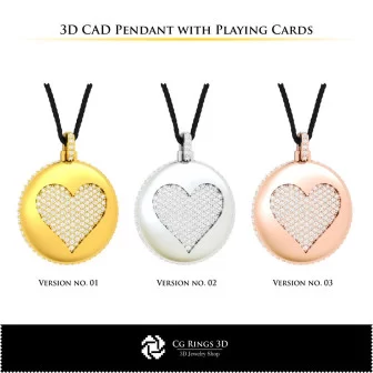 3D CAD Pendant with Playing Cards Home, Bijoux 3D CAO, Pendentifs 3D CAO, Pendentifs Diamant 3D, Pendentifs Boule 3D