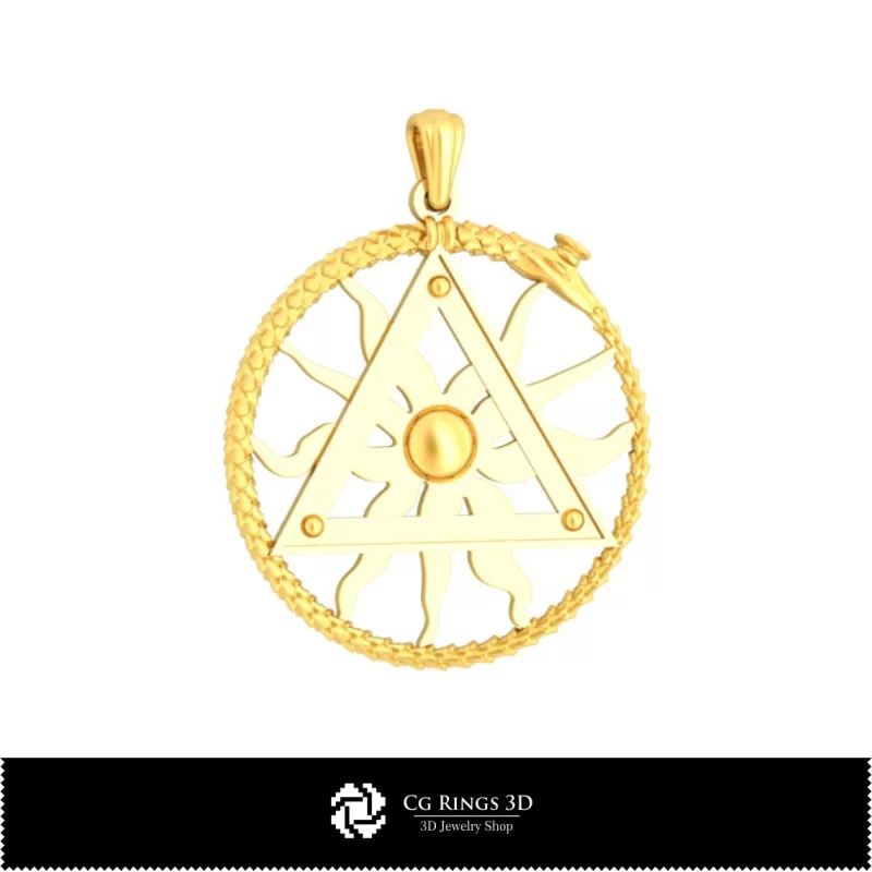 3D Pendant With Masonic Snake Home, Jewelry 3D CAD, Pendants 3D CAD , 3D Religious Pendants 