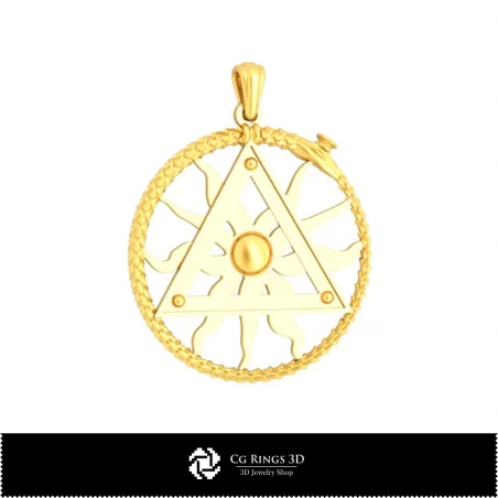 3D Pendant With Masonic Snake Home, Jewelry 3D CAD, Pendants 3D CAD , 3D Religious Pendants 