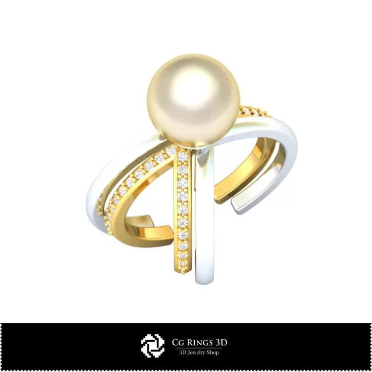 Perlenring mit Diamanten - Schmuck 3D-CAD