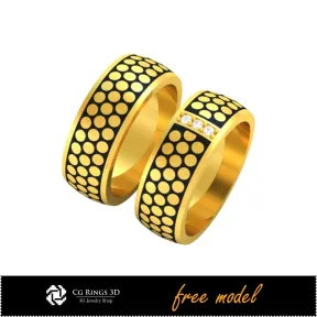 3D CAD Collection of Wedding Rings With Enamel - Free 3D Model