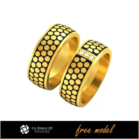 Colección CAD 3D de Anillos de Boda con Esmalte - Modelos 3D Gratis