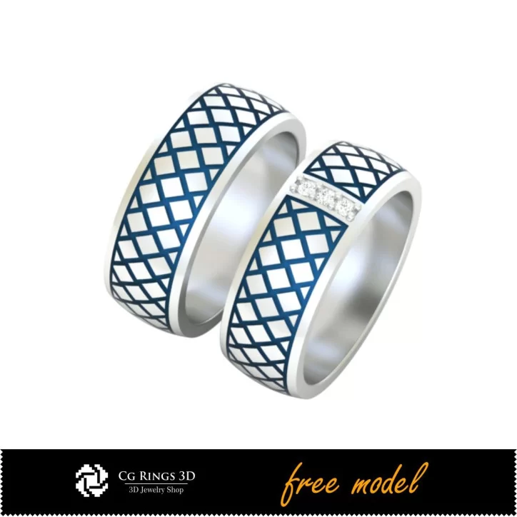 3D CAD Collection of Wedding Rings With Enamel - Free 3D Model