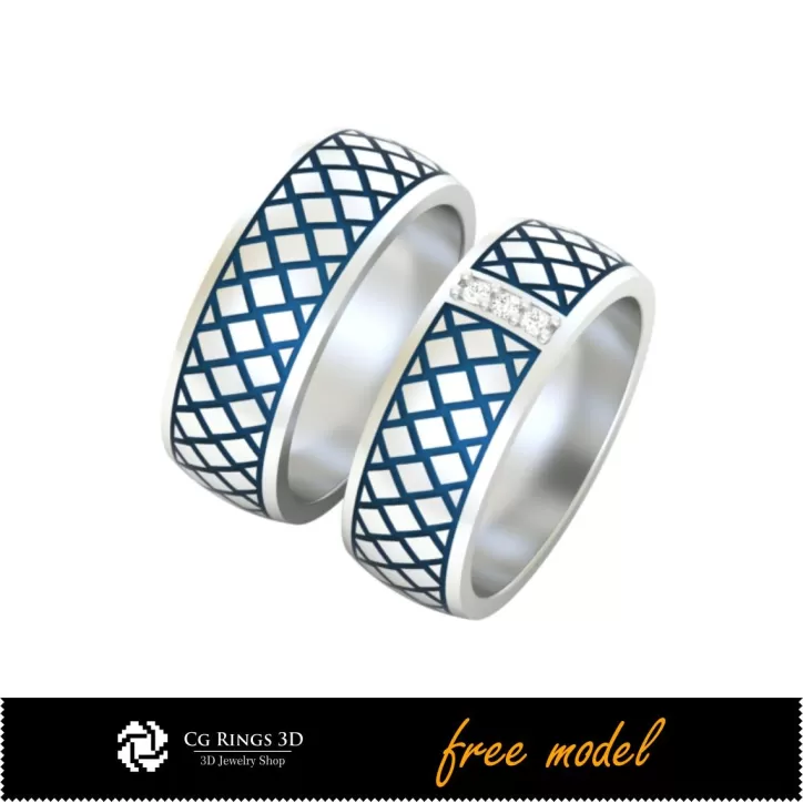 Colección CAD 3D de Anillos de Boda con Esmalte - Modelos 3D Gratis