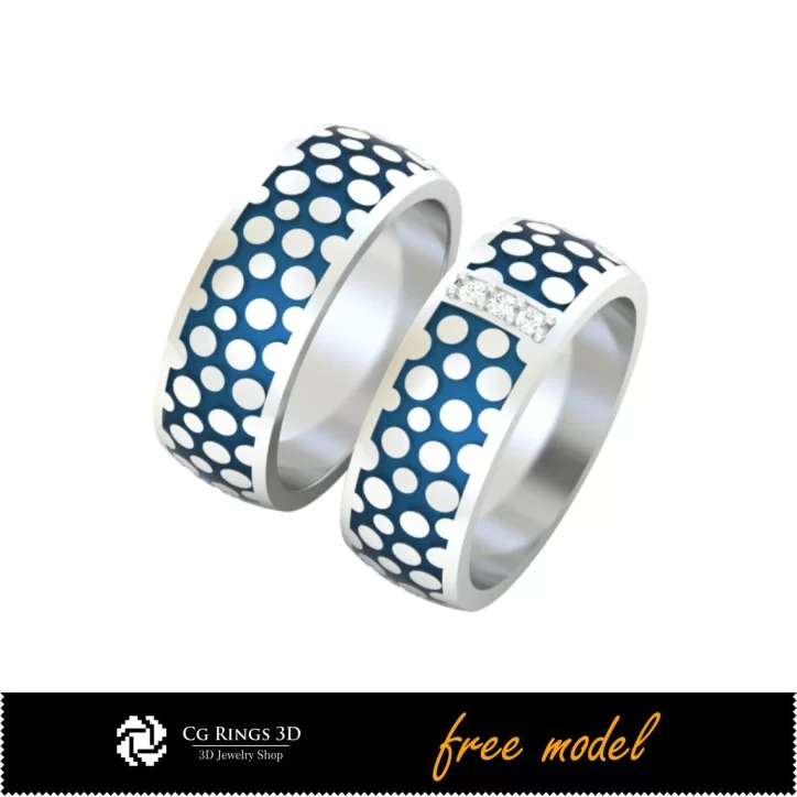 3D CAD Collection of Wedding Rings With Enamel - Free 3D Model