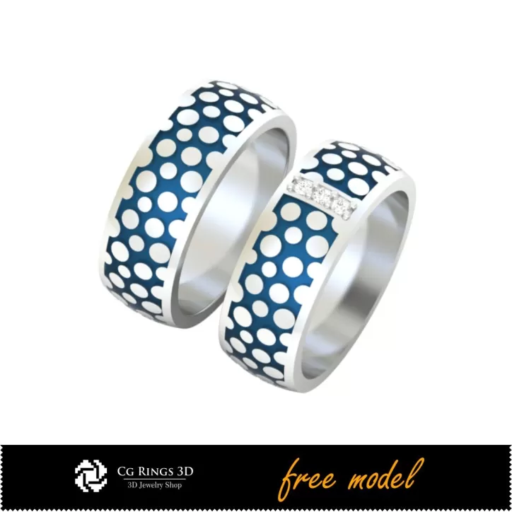 Colección CAD 3D de Anillos de Boda con Esmalte - Modelos 3D Gratis