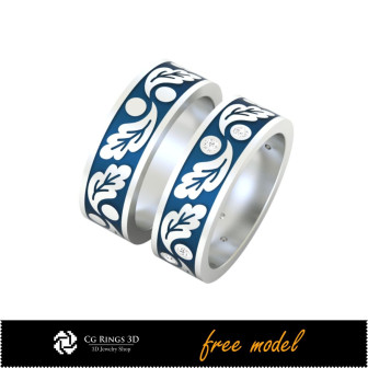 3D CAD Collection of Wedding Rings With Enamel - Free 3D Models Home, Bijoux 3D CAO, Bijoux 3D Gratuits, Collection Bijoux 3D CA