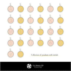 3D-CAD-Kollektion von Anhängern mit Initialen Zuhause, Schmuck 3D-CAD, Schmuckkollektionen 3D-CAD