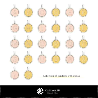 3D-CAD-Kollektion von Anhängern mit Initialen Zuhause, Schmuck 3D-CAD, Schmuckkollektionen 3D-CAD