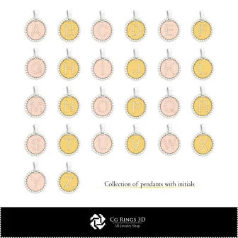 3D-CAD-Kollektion von Anhängern mit Initialen Zuhause, Schmuck 3D-CAD, Schmuckkollektionen 3D-CAD