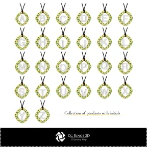 Collezione 3D CAD di ciondoli con iniziali Casa, Gioielli 3D CAD, Collezioni di gioielli 3D CAD
