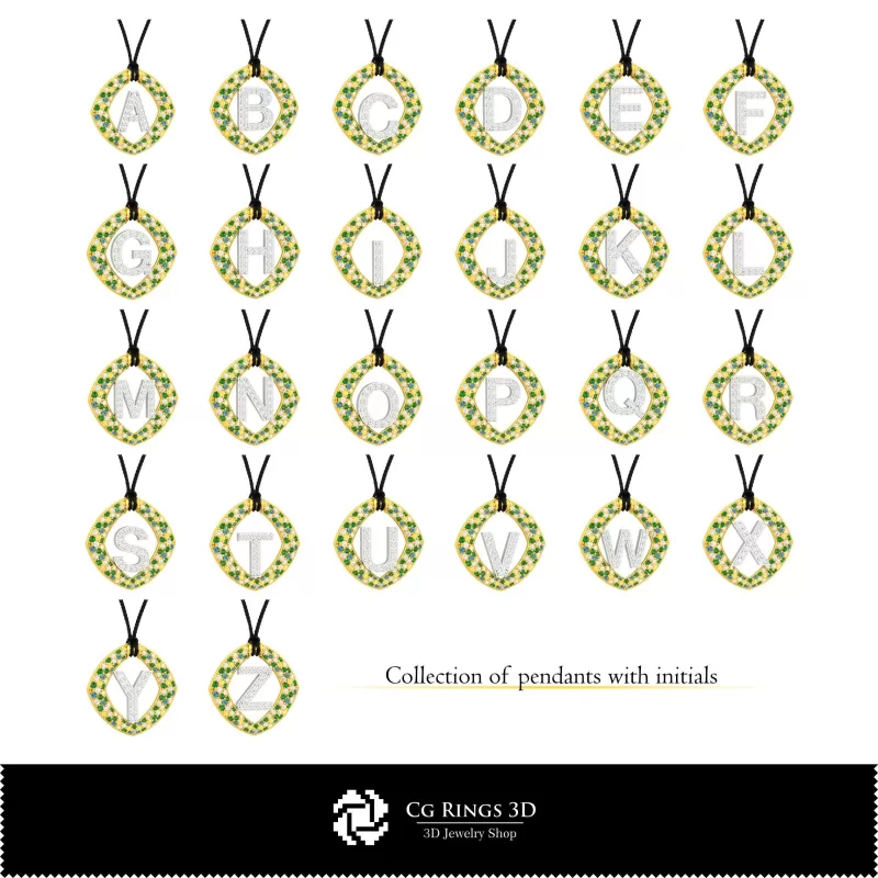 Collection 3D CAO de pendentifs avec initiales