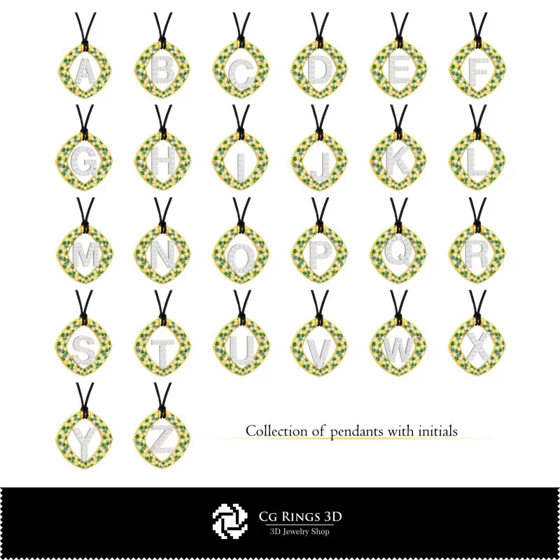 Collection 3D CAO de pendentifs avec initiales