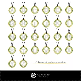 3D-CAD-Kollektion von Anhängern mit Initialen Home, Schmuck 3D-CAD, Schmuckkollektionen 3D-CAD