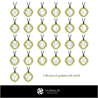 3D-CAD-Kollektion von Anhängern mit Initialen Home, Schmuck 3D-CAD, Schmuckkollektionen 3D-CAD