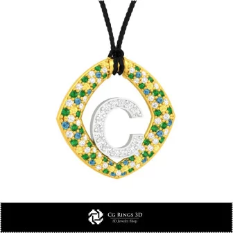 Collection 3D CAO de pendentifs avec initiales Maison, Bijoux 3D CAO, Collections de bijoux 3D CAO