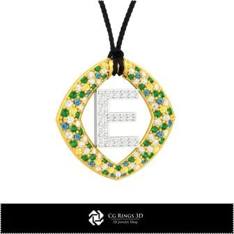 3D CAD Collection of Pendants with Initials Home, Jewelry 3D CAD, Jewelry Collections 3D CAD 