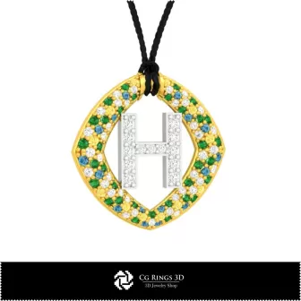 3D-CAD-Kollektion von Anhängern mit Initialen Home, Schmuck 3D-CAD, Schmuckkollektionen 3D-CAD