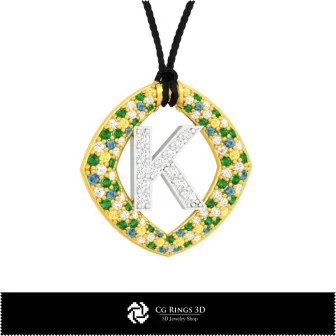 3D CAD Collection of Pendants with Initials Home, Jewelry 3D CAD, Jewelry Collections 3D CAD 