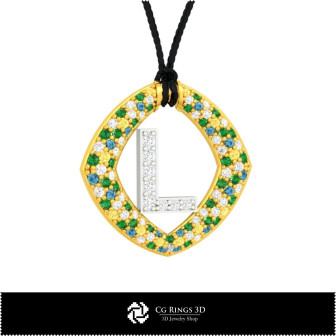 3D CAD Collection of Pendants with Initials Home,  Jewelry 3D CAD,  Jewelry Collections 3D CAD 