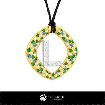 3D CAD Collection of Pendants with Initials Home, Jewelry 3D CAD, Jewelry Collections 3D CAD 