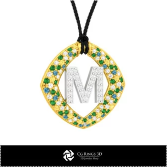 3D CAD Collection of Pendants with Initials Home, Jewelry 3D CAD, Jewelry Collections 3D CAD 