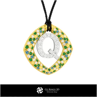 Collection 3D CAO de pendentifs avec initiales Maison, Bijoux 3D CAO, Collections de bijoux 3D CAO