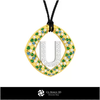 Collection 3D CAO de pendentifs avec initiales Maison, Bijoux 3D CAO, Collections de bijoux 3D CAO