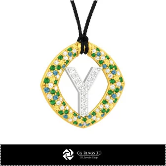 3D CAD Collection of Pendants with Initials Home, Jewelry 3D CAD, Jewelry Collections 3D CAD 