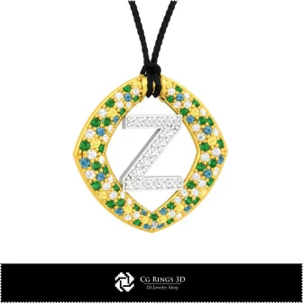 3D CAD Collection of Pendants with Initials Home, Bijoux 3D CAO, Collection Bijoux 3D CAO