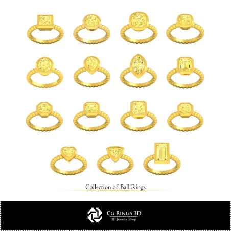 Colecție CAD 3D Inele cu bile pentru casă, CAD 3D pentru bijuterii, Colecții de bijuterii CAD 3D