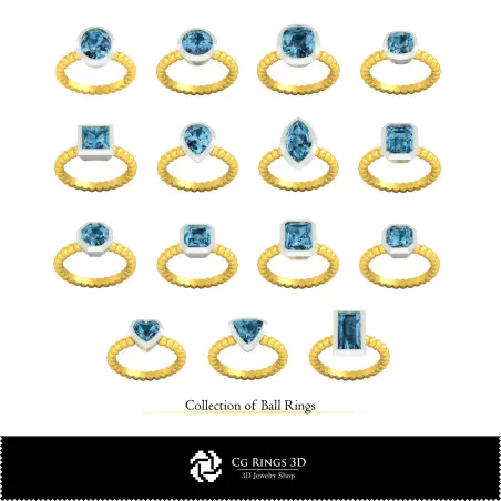 Collection 3D CAO d'anneaux à billes Maison, CAO 3D pour bijoux, Collections de bijoux 3D CAO