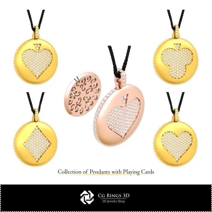 Colección CAD 3D de colgantes con naipes