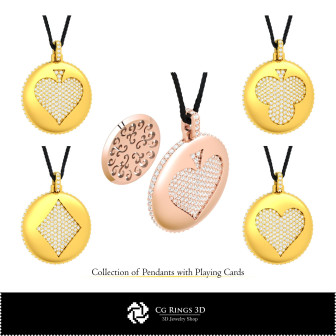 3D CAD Collection of Pendants with Playing Cards Home, Bijoux 3D CAO, Collection Bijoux 3D CAO