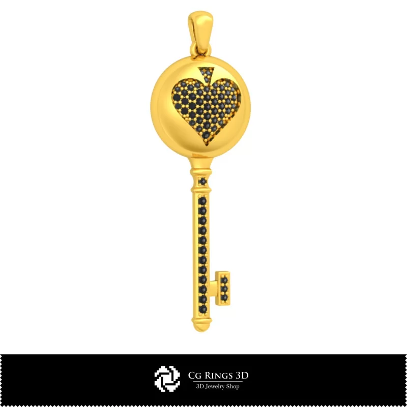 Colgante llave 3D CAD con cartas de juego