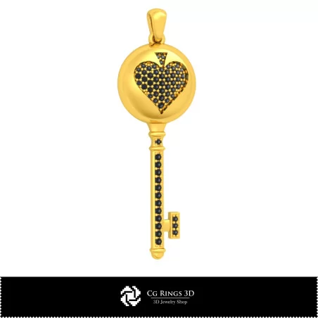 Pendentif clé 3D CAO avec cartes à jouer