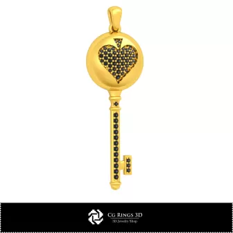 Pendentif clé 3D CAO avec cartes à jouer, Bijoux CAO 3D, Pendentifs CAO 3D, Pendentifs diamant 3D