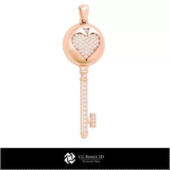Pendentif clé 3D CAO avec cartes à jouer, Bijoux CAO 3D, Pendentifs CAO 3D, Pendentifs diamant 3D