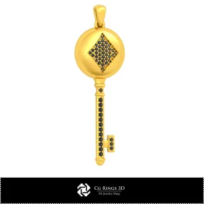 Pendentif clé 3D CAO avec cartes à jouer, Bijoux 3D CAO, Pendentifs 3D CAO, Pendentifs diamant 3D