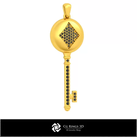 Ciondolo chiave 3D CAD con carte da gioco, Gioielli 3D CAD, Ciondoli 3D CAD, Ciondoli con diamanti 3D