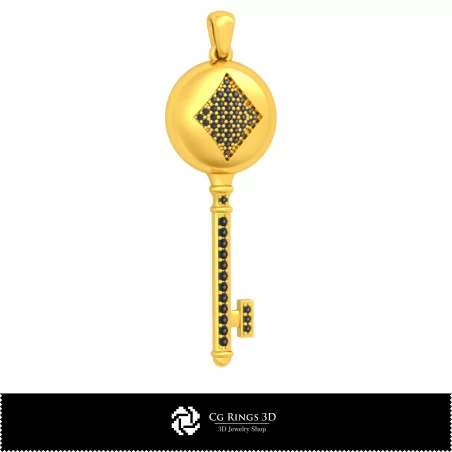 Colgante llave 3D CAD con cartas de juego