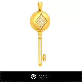 3D CAD Key Pendant with Playing Cards Home, Jewelry 3D CAD, Pendants 3D CAD , 3D Diamond Pendants