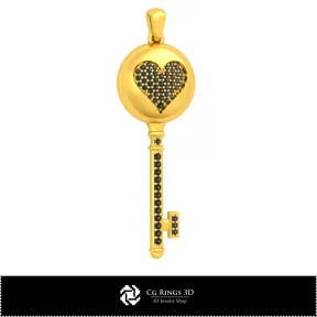 Colgante llave CAD 3D con naipes para el hogar, Joyería CAD 3D, Colgantes CAD 3D, Colgantes de diamante 3D