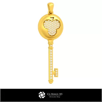 3D CAD Key Pendant with Playing Cards Home, Jewelry 3D CAD, Pendants 3D CAD , 3D Diamond Pendants