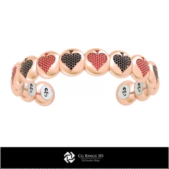 Bracelet CAO 3D avec cartes à jouer, Bijoux CAO 3D, Bracelets CAO 3D, Bracelets diamants 3D, Bracelets 3D, Manchette 3D