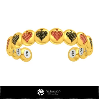 3D CAD Bracelet with Playing Cards Home, Jewelry 3D CAD, Bracelets 3D CAD , 3D Diamond Bracelets, 3D Bracelets, 3D Cuff Bracele