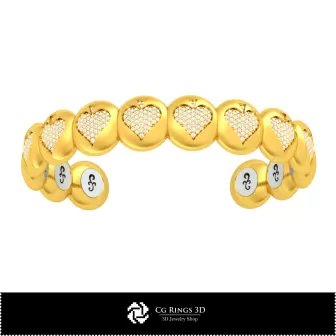 Brățară CAD 3D cu cărți de joc Acasă, Bijuterii CAD 3D, Brățări CAD 3D, Brățări cu diamante 3D, Brățări 3D, Brățară tip manșetă